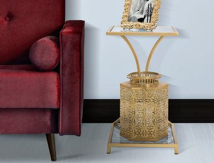 Elegante goldene Laterne 25x21x33 cm