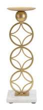 Geometric Golden Metal Candle Holder with Marble Base 10x10x32 cm