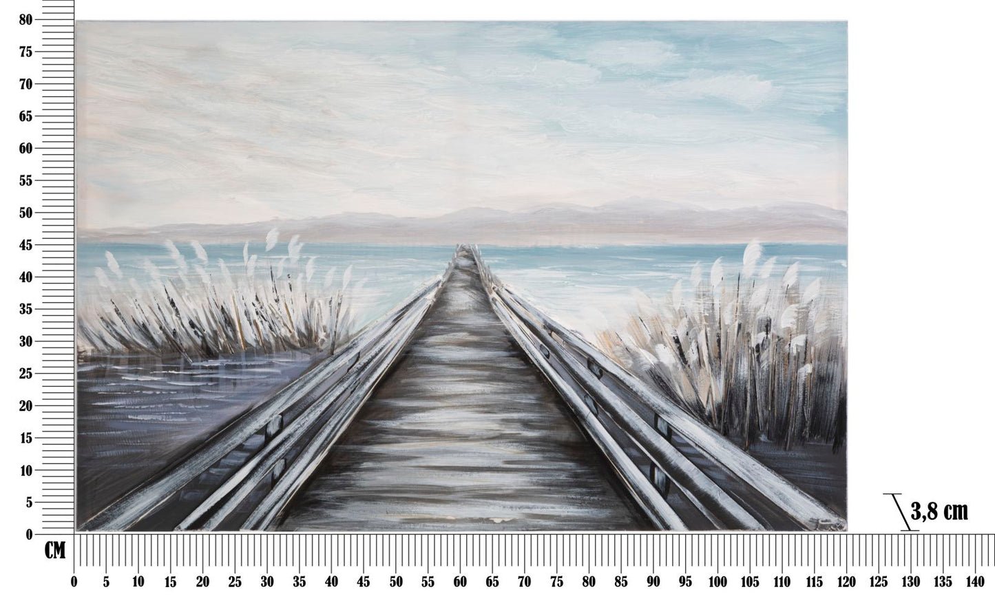 Leinwandbild mit Steg – Abmessungen 120x3,8x80 cm