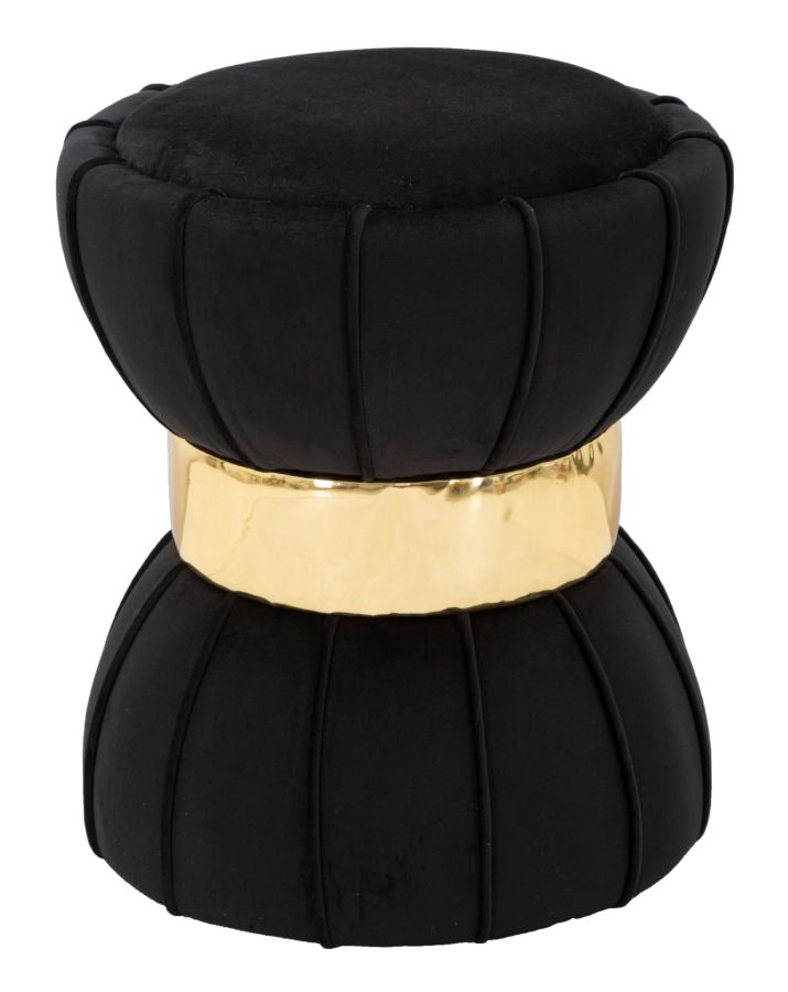 Hocker Flower Elegant aus schwarzem Samt ca. ø 40x44 cm