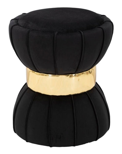 Hocker Flower Elegant aus schwarzem Samt ca. ø 40x44 cm