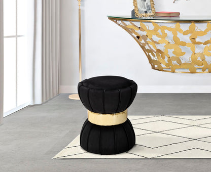 Hocker Flower Elegant aus schwarzem Samt ca. ø 40x44 cm