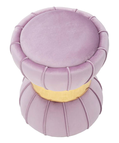 Sgabello Flower Elegante in Velluto Rosa Ø 40 cm, Altezza 44 cm