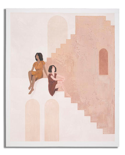 Leinwandbild "Zwei Frauen auf der Treppe" - 80x3,7x100 cm