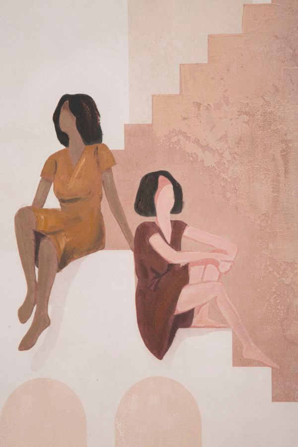 Leinwandbild "Zwei Frauen auf der Treppe" - 80x3,7x100 cm