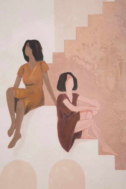 Leinwandbild "Zwei Frauen auf der Treppe" - 80x3,7x100 cm