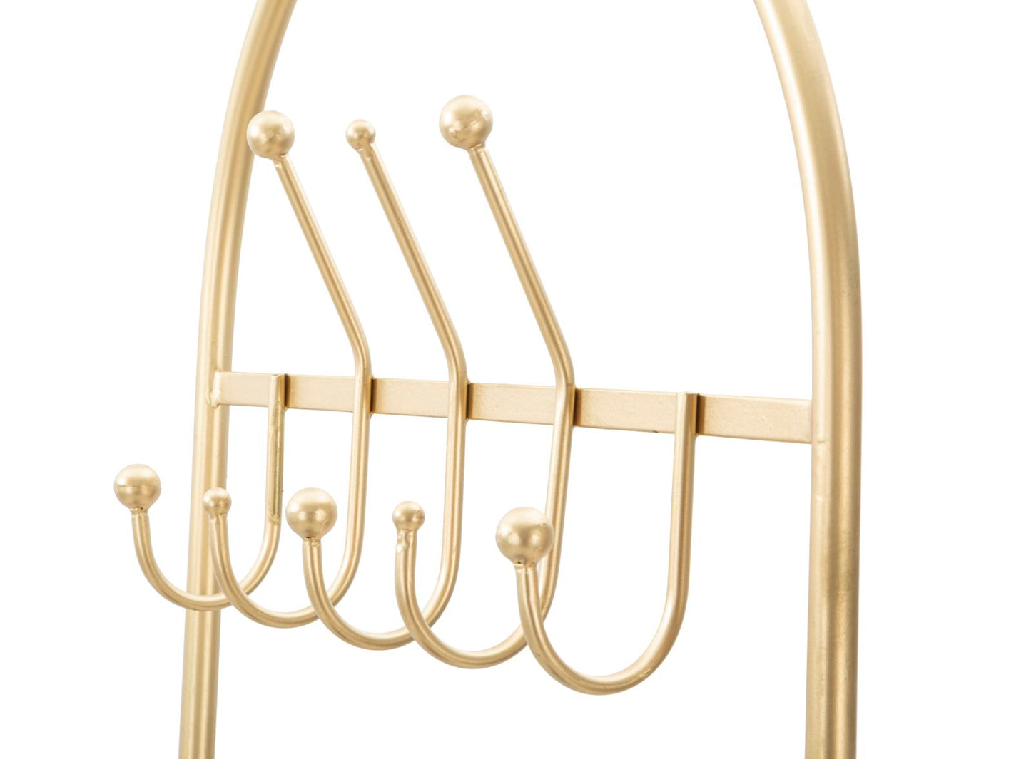 Panca multifunzionale in metallo dorato con appendiabiti e ripiano per scarpe cm 80x38,5x180