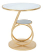 Round Coffee Table Ring Double Ø 55x60 cm in Glass and Gold Metal