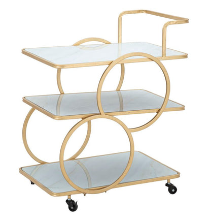 Eleganter Servierwagen aus Marmor-Imitatglas 64x46x79 cm