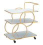 Elegant Marble-Look Glass Trolley 64x46x79 cm