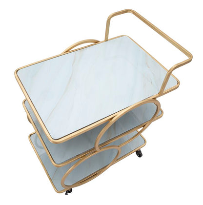 Eleganter Servierwagen aus Marmor-Imitatglas 64x46x79 cm