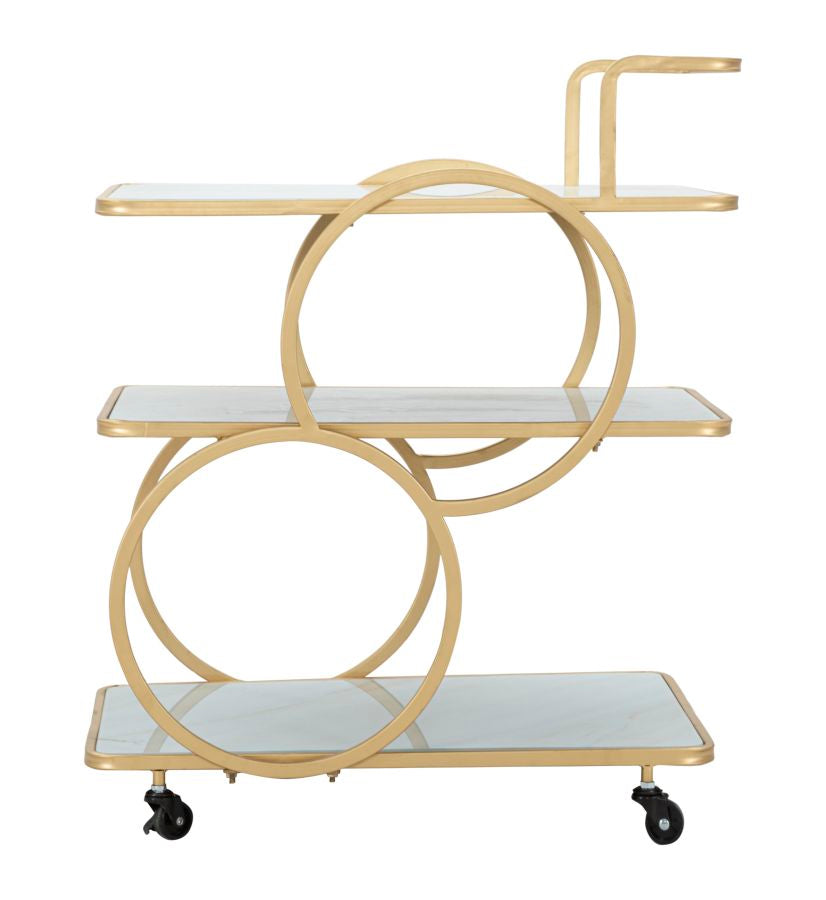 Eleganter Servierwagen aus Marmor-Imitatglas 64x46x79 cm