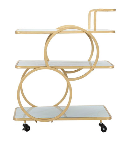 Eleganter Servierwagen aus Marmor-Imitatglas 64x46x79 cm