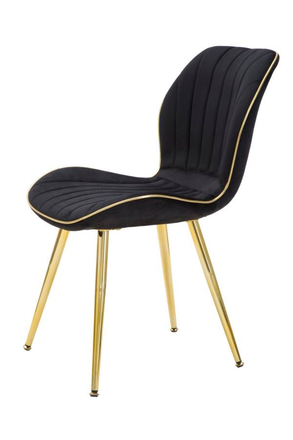 Elegant Paris Space Chairs Black and Gold - 2 Pcs 46x58x77 cm