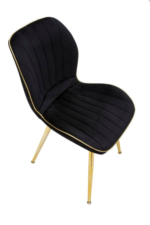 Elegant Paris Space Chairs Black and Gold - 2 Pcs 46x58x77 cm