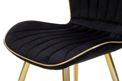 Elegant Paris Space Chairs Black and Gold - 2 Pcs 46x58x77 cm