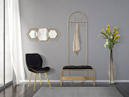 Elegant Paris Space Chairs Black and Gold - 2 Pcs 46x58x77 cm