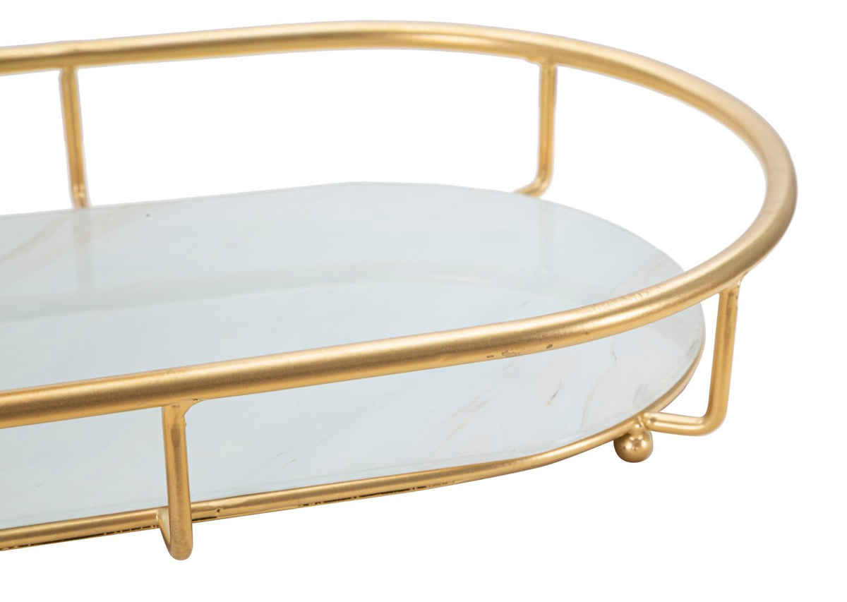Elegant Two-Tier Valet Tray in Gilded Metal and Mirror Glass