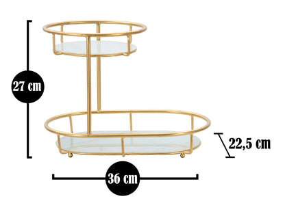 Elegant Two-Tier Valet Tray in Gilded Metal and Mirror Glass