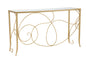 Elegant Gold Metal Console Table with Mirrored Glass Top 140x40x80