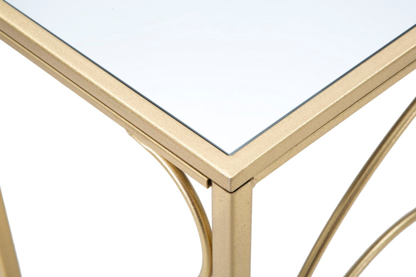 Elegante Konsole aus vergoldetem Metall mit Spiegelglasplatte 140x40x80