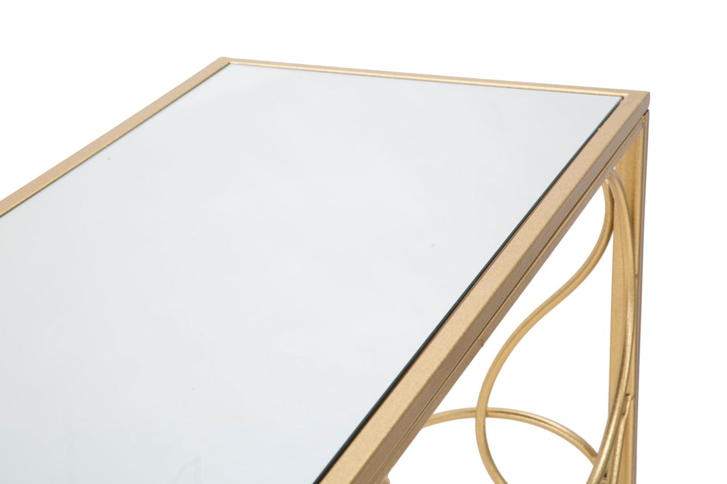 Elegante Konsole aus vergoldetem Metall mit Spiegelglasplatte 140x40x80