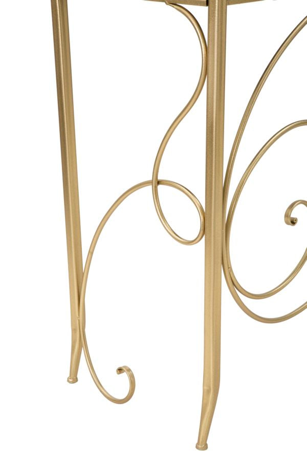 Elegante Konsole aus vergoldetem Metall mit Spiegelglasplatte 140x40x80