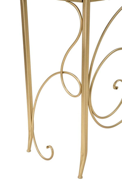 Elegante Konsole aus vergoldetem Metall mit Spiegelglasplatte 140x40x80