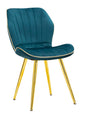 Paris Space Set of 2 Dining Chairs in Teal Velvet with Gold Details 46x58x77 cm