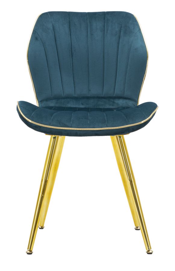 Sedia Paris Space Set di 2 pz in Velluto Ottanio con Dettagli Dorati 46x58x77 cm