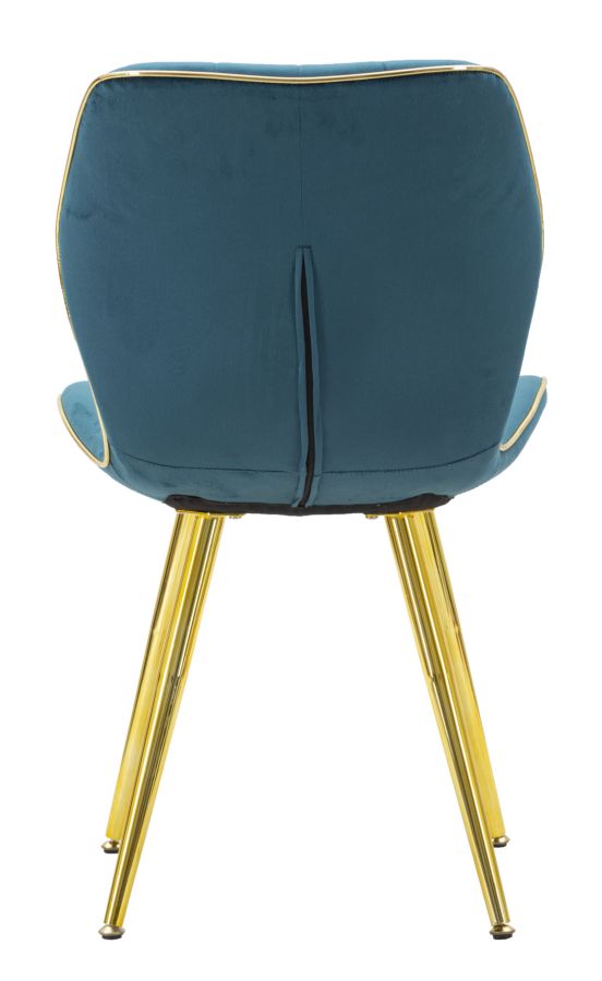 Sedia Paris Space Set di 2 pz in Velluto Ottanio con Dettagli Dorati 46x58x77 cm