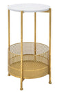 Elegant Gold Metal Side Table with Faux Marble Top Ø35x62 cm