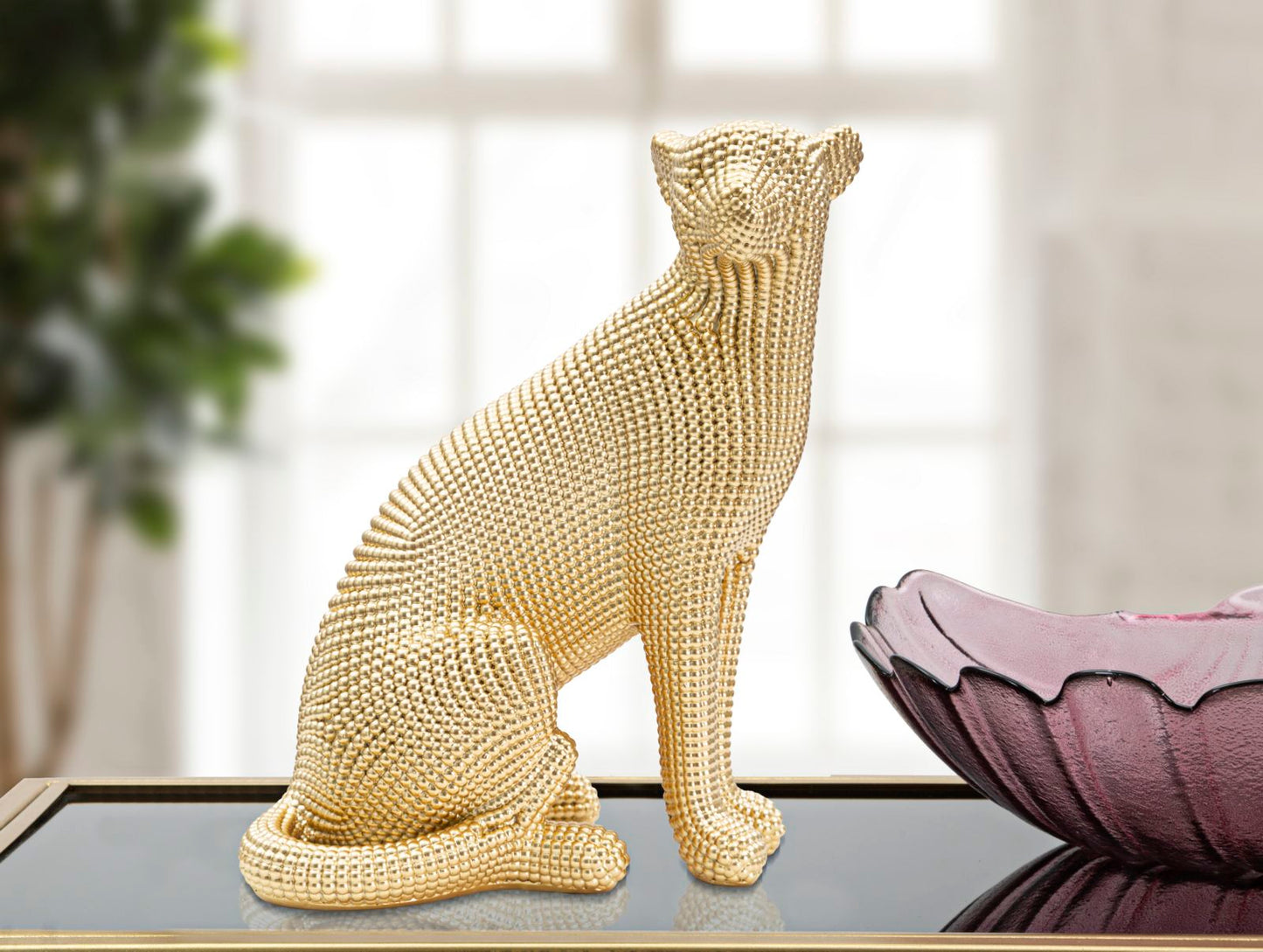 Statuette Goldener Leopard 23x15,5x29 cm