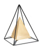 Golden pyramid with iron stand 15x15x21 cm