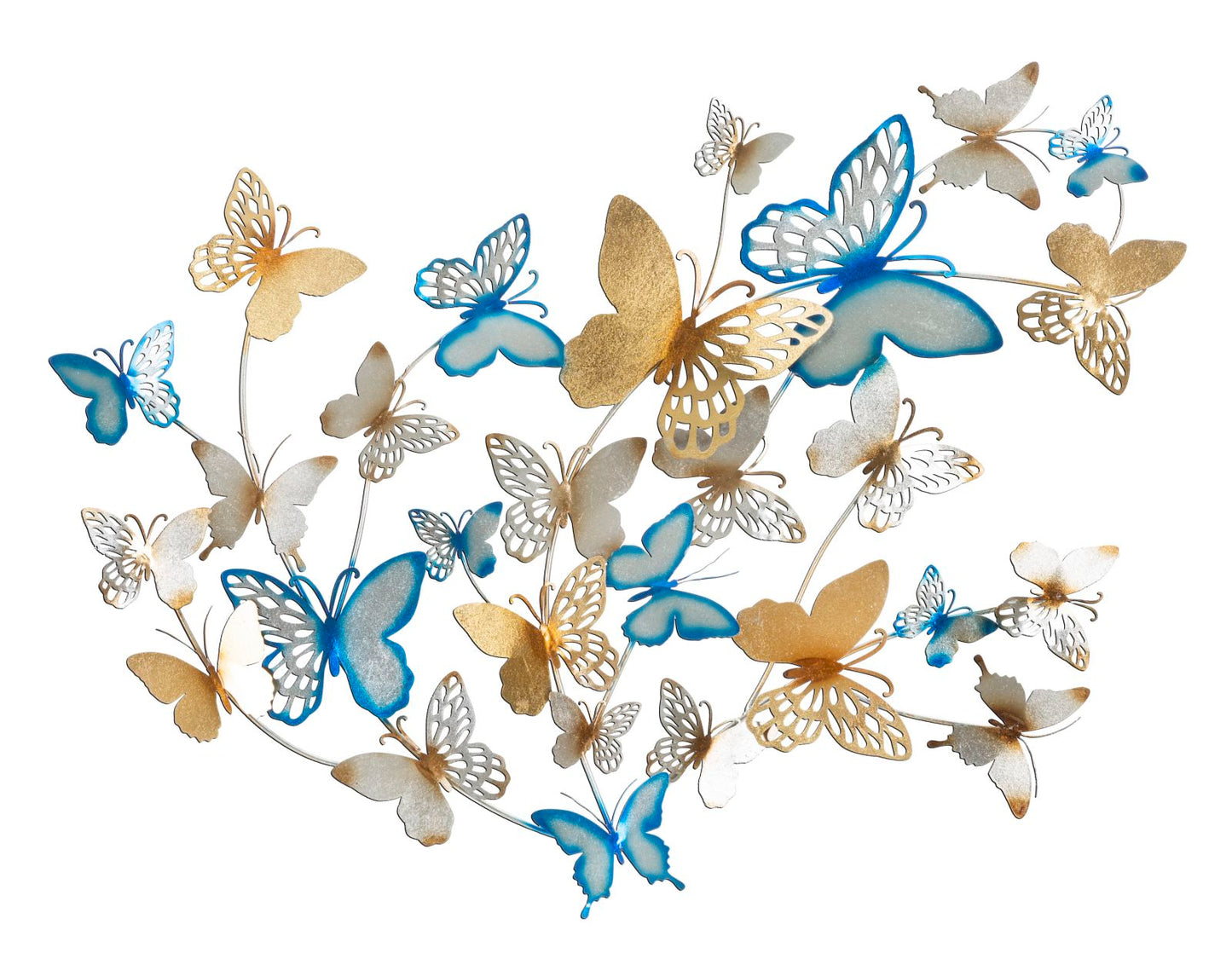 Pannello Decorativo 3D Farfalle Oro/Celeste cm 132x3,5x95,5