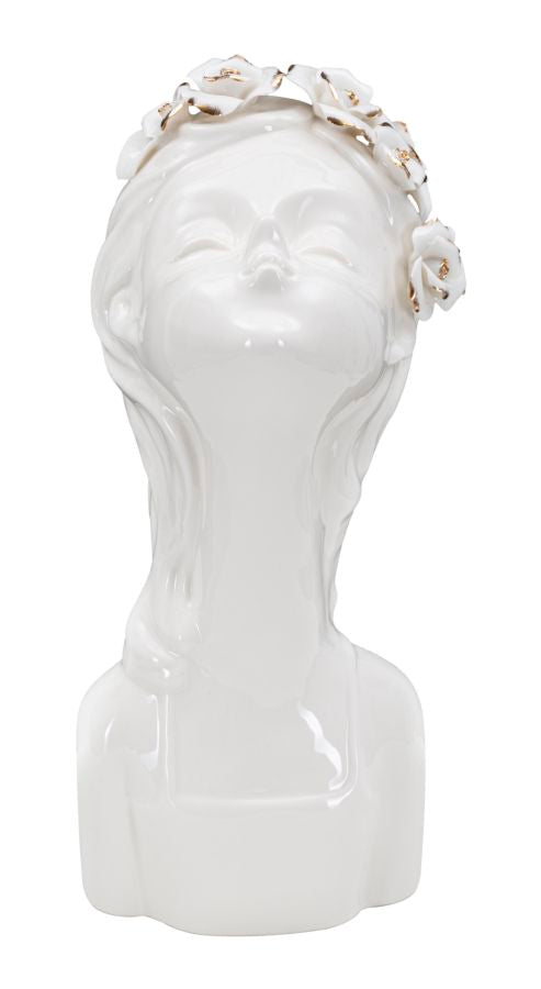 Elegante Vase „Junge Dame mit Rosen“ 10x14x26 cm