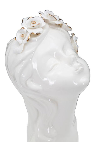 Elegante Vase „Junge Dame mit Rosen“ 10x14x26 cm