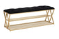 Elegant golden metal shoe bench 120x40x45 cm