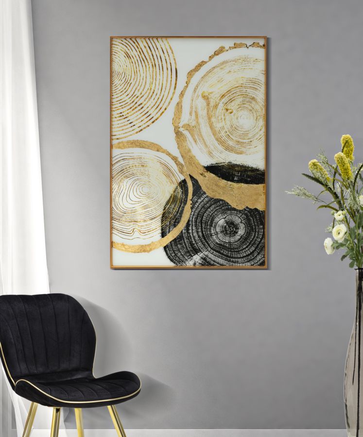 Dekoratives Glaspaneel mit Woody-Rahmen 60x3,5x90
