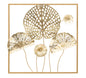 Decorative Iron Panel with Golden Flowers 50x5x50 cm