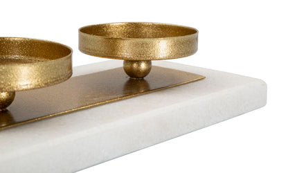Portacandele in Marmo Elegante 40x10x5 cm