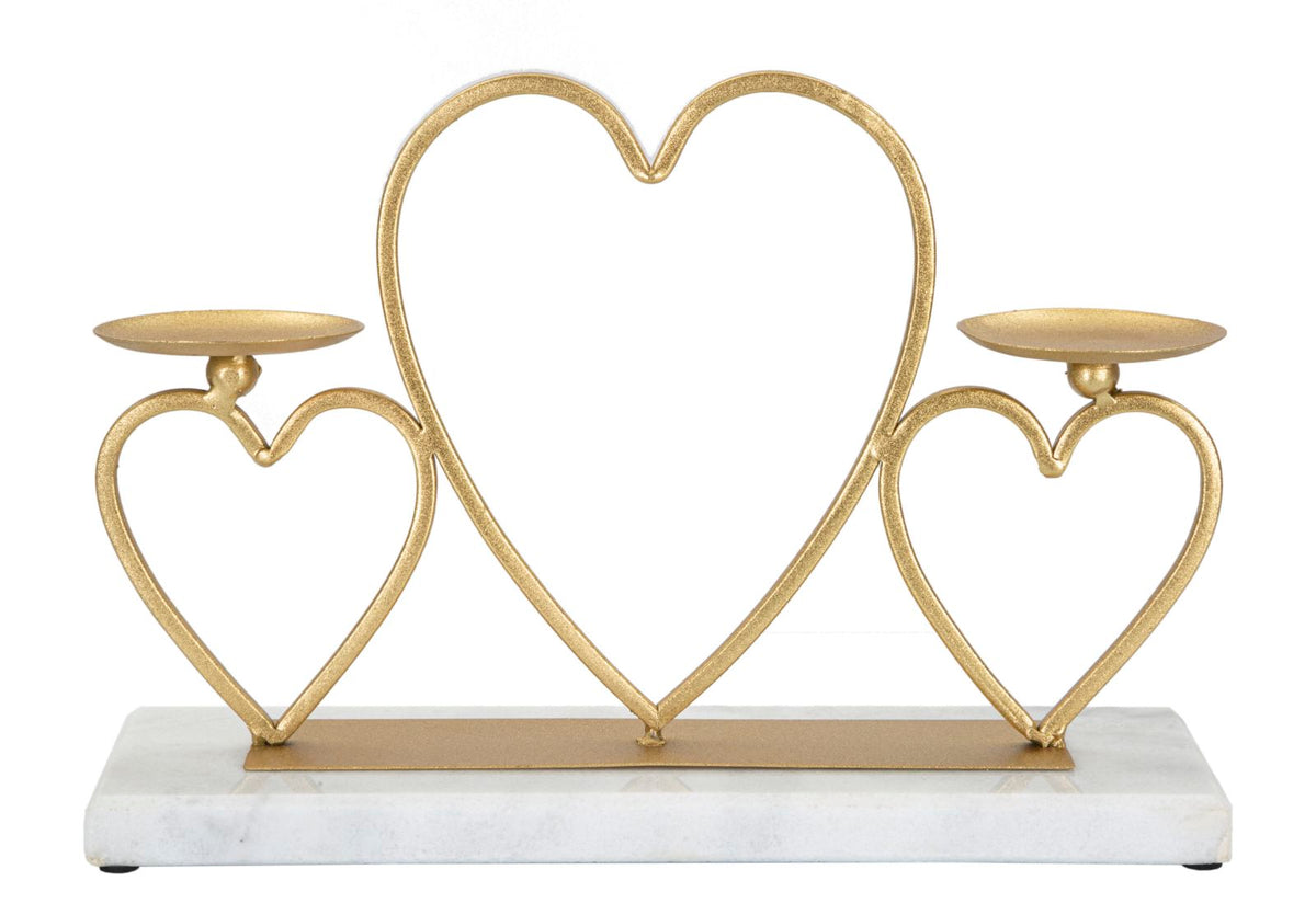 Portacandele in Metallo a Forma di Cuore 30x9x20 cm