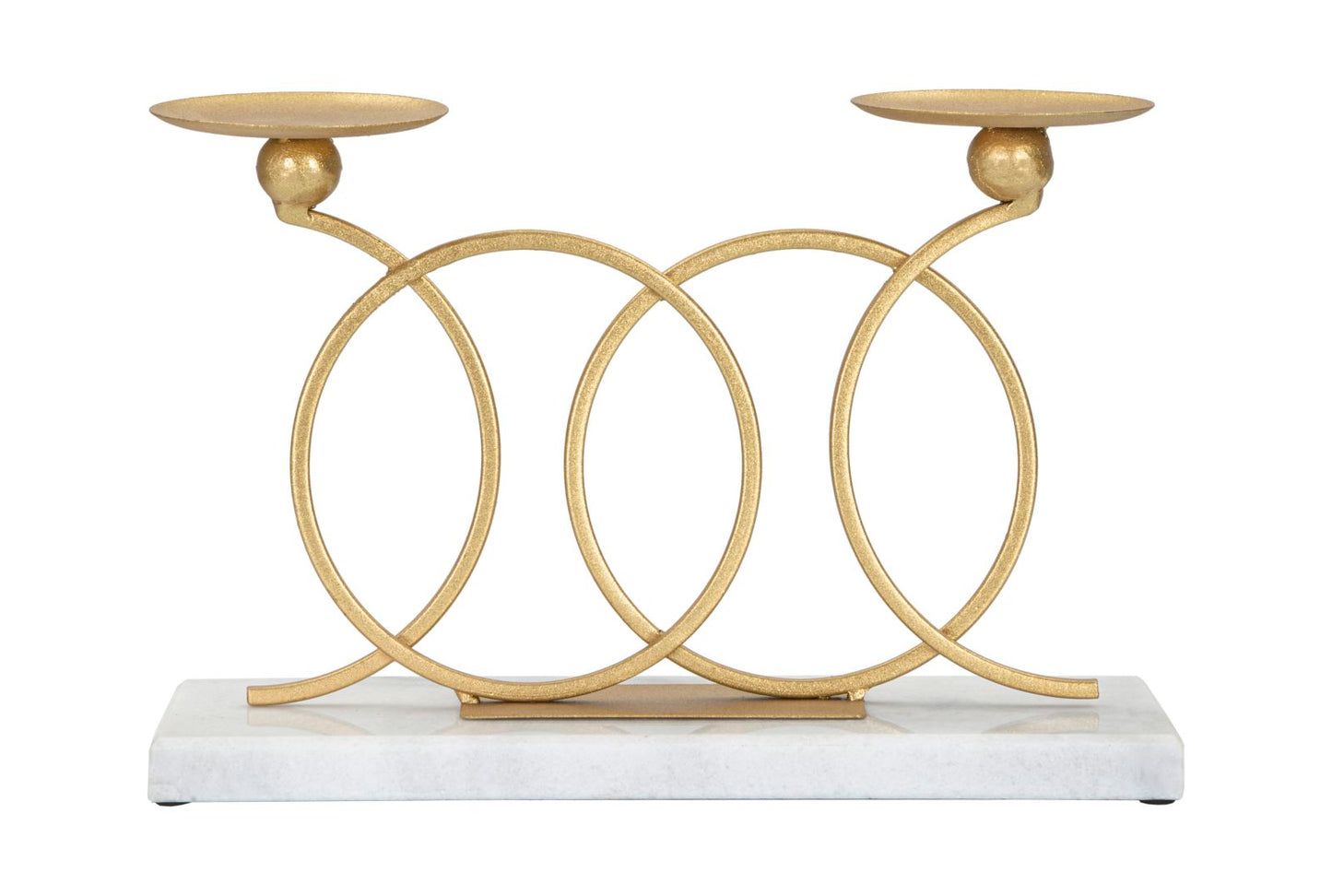 Portacandele Infinity Elegante in Metallo Dorato e Marmo Bianco 30x9x20 cm