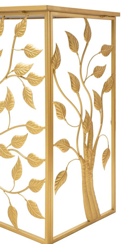Elegante Konsole aus vergoldetem Metall mit verspiegelter Glasplatte 120x40x80 cm