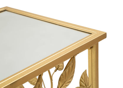 Elegante Konsole aus vergoldetem Metall mit verspiegelter Glasplatte 120x40x80 cm