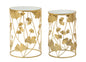 Leavy Gold Metal Side Tables with Mirrored Glass Top - Set of Two