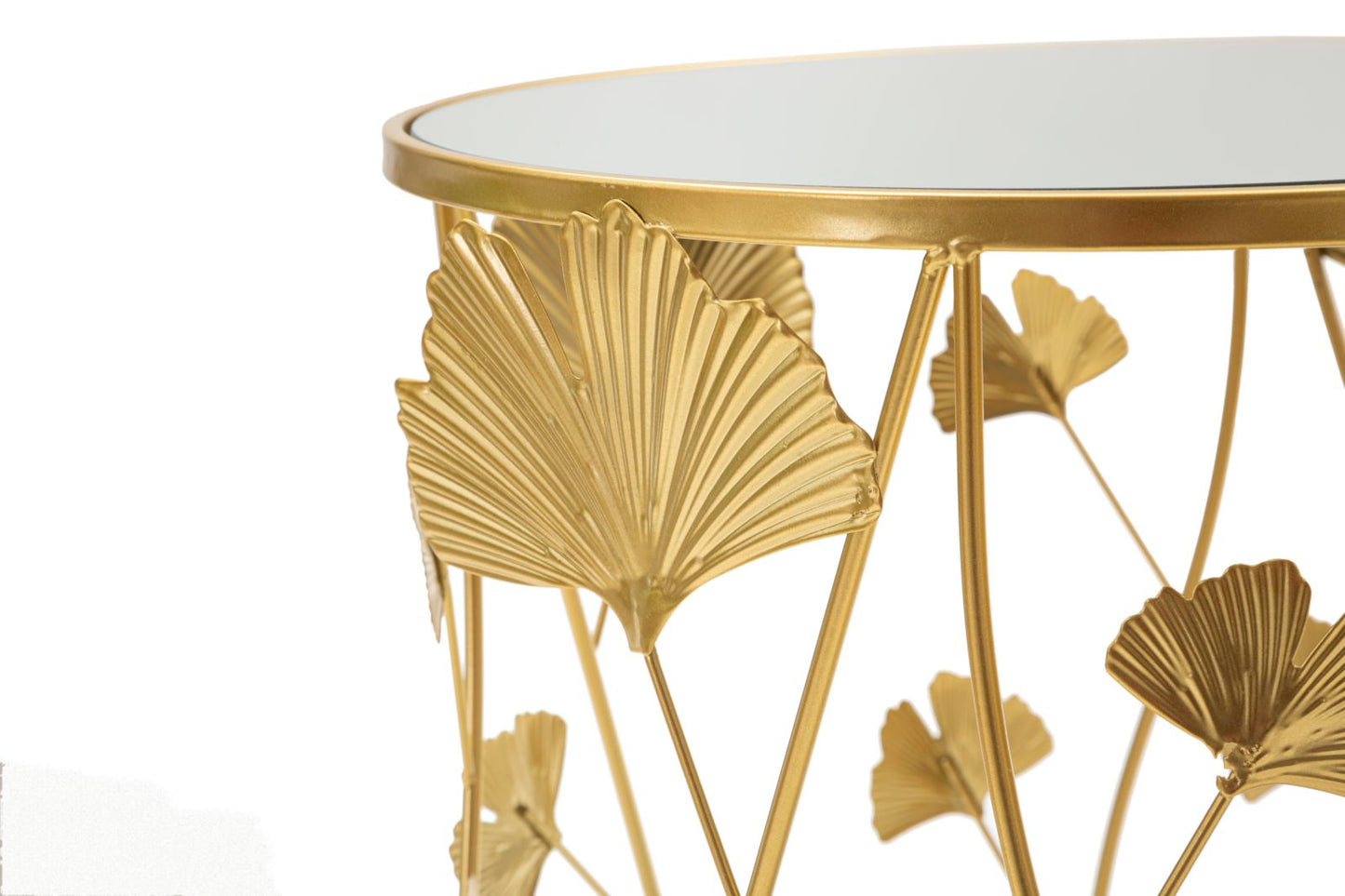 Leavy Couchtische aus goldfarbenem Metall mit Spiegelglasplatte – 2er-Set