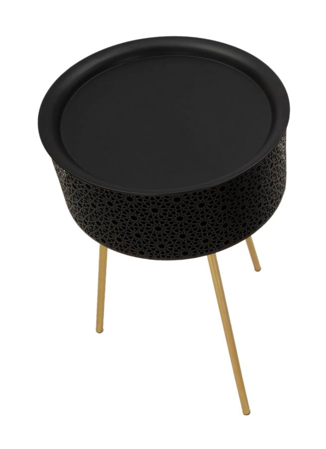 Eleganter schwarzer Beistelltisch mit Ablage Ø 40x65