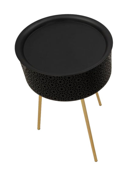 Eleganter schwarzer Beistelltisch mit Ablage Ø 40x65