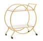 Elegant Golden Metal Trolley with Mirrored Glass Shelves cm 70x36.5x78